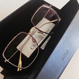 NEW Christian Dior Square Eyeglasses - Gold Havana 56mm